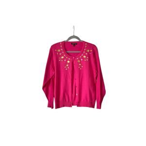 Top Knits Women's Pink Cardigan Sweater Fancy X Large